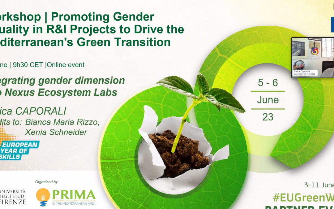 Integrating gender dimension into NEL: Enrica Caporali’s speech in occasion of PRIMA Program workshop during EU Green Week